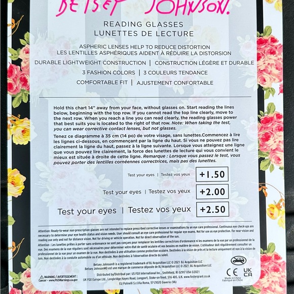 Betsy Johnson ๐ Retro Thick/Chunky Reading Glasses 1.5, 2.0 or 2.5 select size - Picture 2 of 4